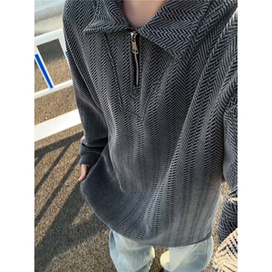 雪尼尔满天星半拉链翻领卫衣大码高级Polo衫外套LW610特P50加绒60图片