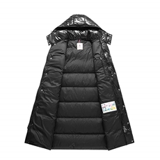 高版本90%鹅绒羽绒服潮牌长款亮面连帽加厚冬季外套男女138-P230，男装羽绒服，星座1210A