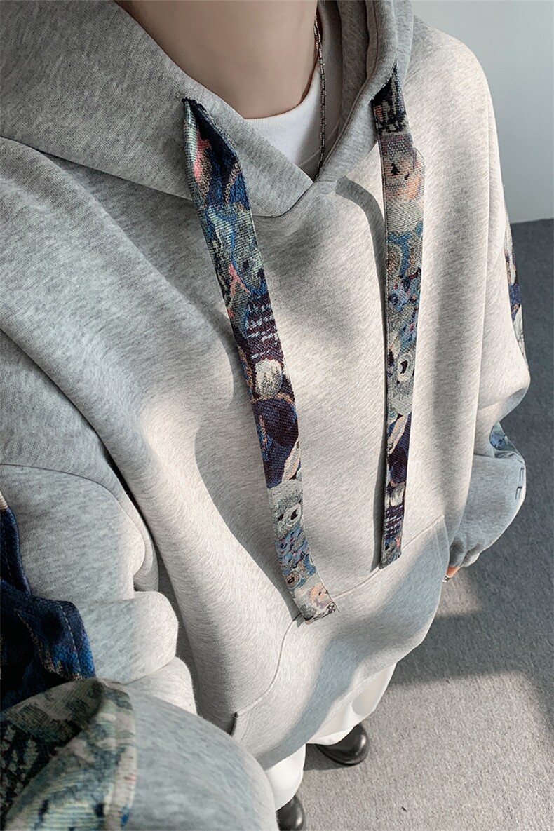 WY10197特P42春季新款小熊拼接高质量连帽大码卫衣上衣男,男装卫衣,电商A059