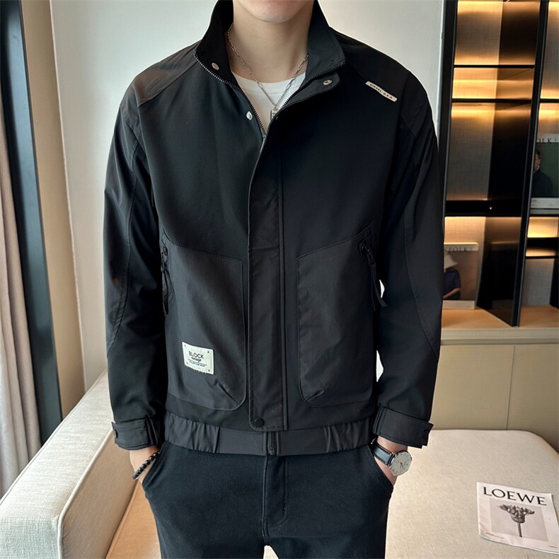 2023秋季新款夹克外套男时尚潮牌拼料立领上衣jkD07-p115,男装夹克,电商D303