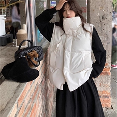 韩系保暖立领棉服马甲外套女夏季2025新款宽松中长款复古叠穿马夹，男装背心/马甲，星座1210-1