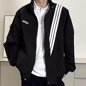 立领三道杠条纹斜纹拼接刺绣小标情侣款潮牌机能夹克HH4010 P45图片
