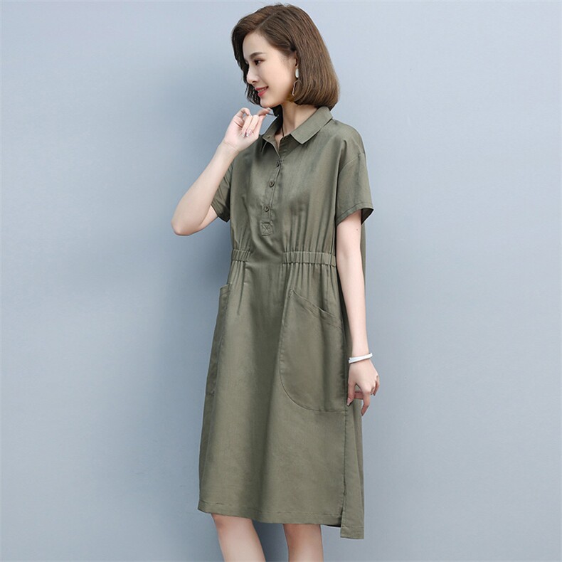 大码女装连衣裙2024新款夏季胖mm显瘦遮肉遮肚V领妈妈减龄裙子,女装连衣裙,丽影随形
