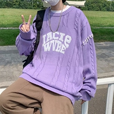 2023秋冬潮美式赤焰字母印花长袖T恤情侣款港风ins嘻哈宽松，男装针织衫/毛衣，星座716-4