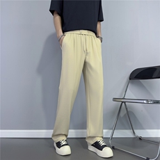 轻熟风夏季凉感男款裤子阔腿裤男裤男生休闲直筒长裤系绳西装裤男，男装西服套装，星座410-7