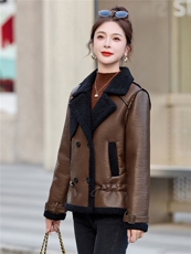 2025年冬季新款现货时尚潮流加绒保暖皮毛一体，女装皮衣，臻衣坊