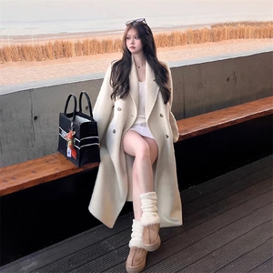 美拉德可拆卸羽绒内胆毛呢外套女2025冬新款小个子高级呢子大衣图片