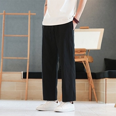 8XL-M亚麻裤男肌理感冰丝薄款休闲裤长裤男宽松百搭情侣裤K919P58，男装休闲裤，电商D206-1