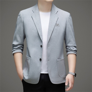 纯色西服中年男士宽松外套个性百搭商务休闲上衣男装MJ2305-P115图片