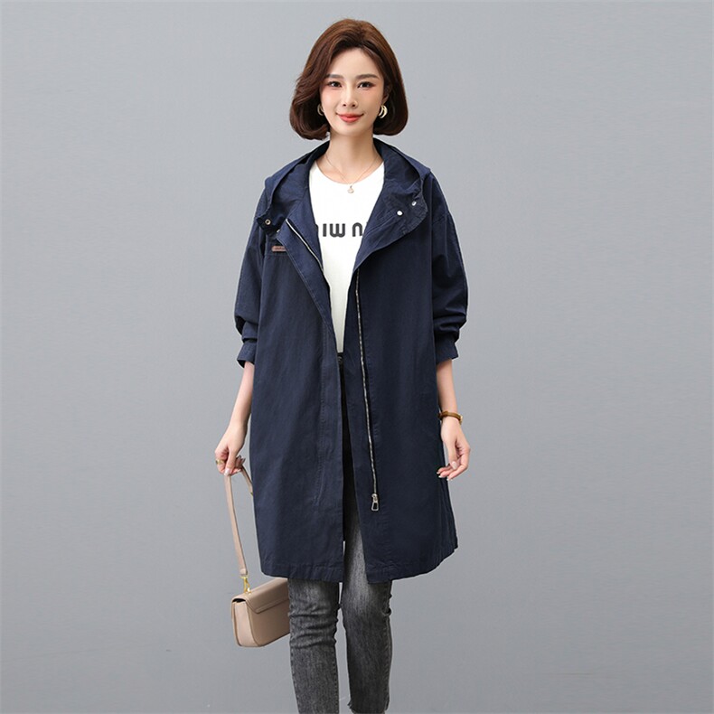 2024秋款新品宽松型常规中长款长袖纯色简约休闲款847款,女装风衣,秋牧寒烟