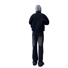 美式ins高街cleanfit重工艺水洗暗黑微喇牛仔裤货号K2401P60，男装牛仔裤，电商A063