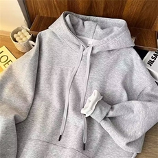 纯色连帽卫衣男春秋季日系复古宽松百搭简约情侣大码上衣8510/P40，男装卫衣，星座506B