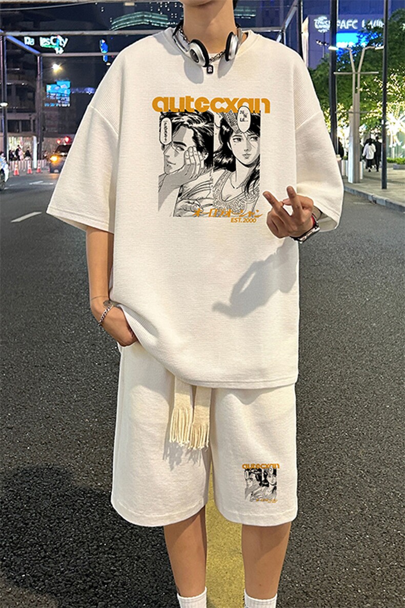 套装！华夫格套装短袖T恤短裤男TZ219-特P38,男装牛仔裤,电商B367