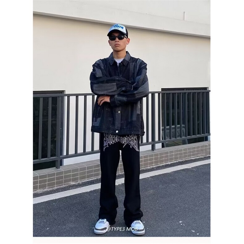 1506/QY80300/P44复得先生格子新款宽松休闲外套男韩版潮流衣服,女装短外套,星座1506