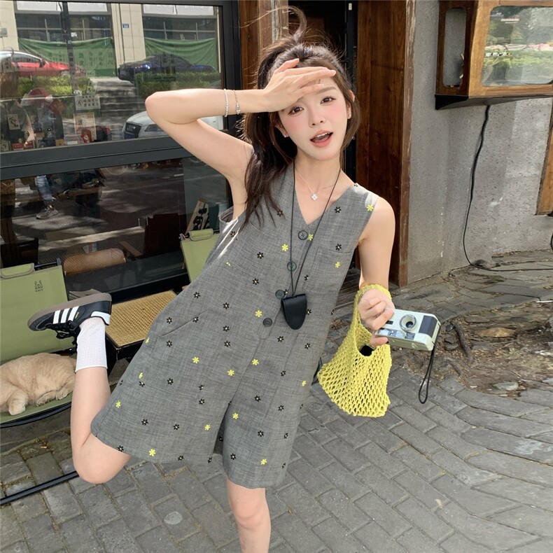 薄款见外包装通勤风ins风夏季碎花短裤清连体裤，女装连体裤，浙宝208