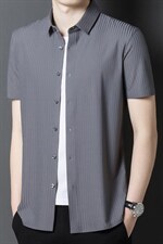 PJ02281男士2023夏季薄款男式短袖衬衫青年休闲免烫修身P78，男装衬衫，电商B360