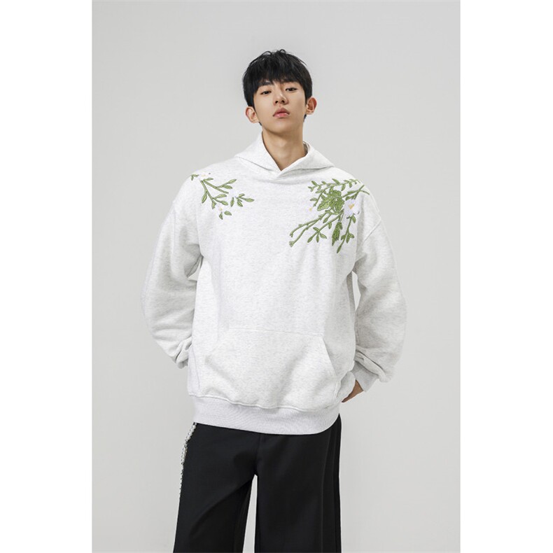 万针刺绣结构设计重磅秋冬全棉高品质美式高街连帽卫衣外套Y7693，女装短外套，电商A486-1