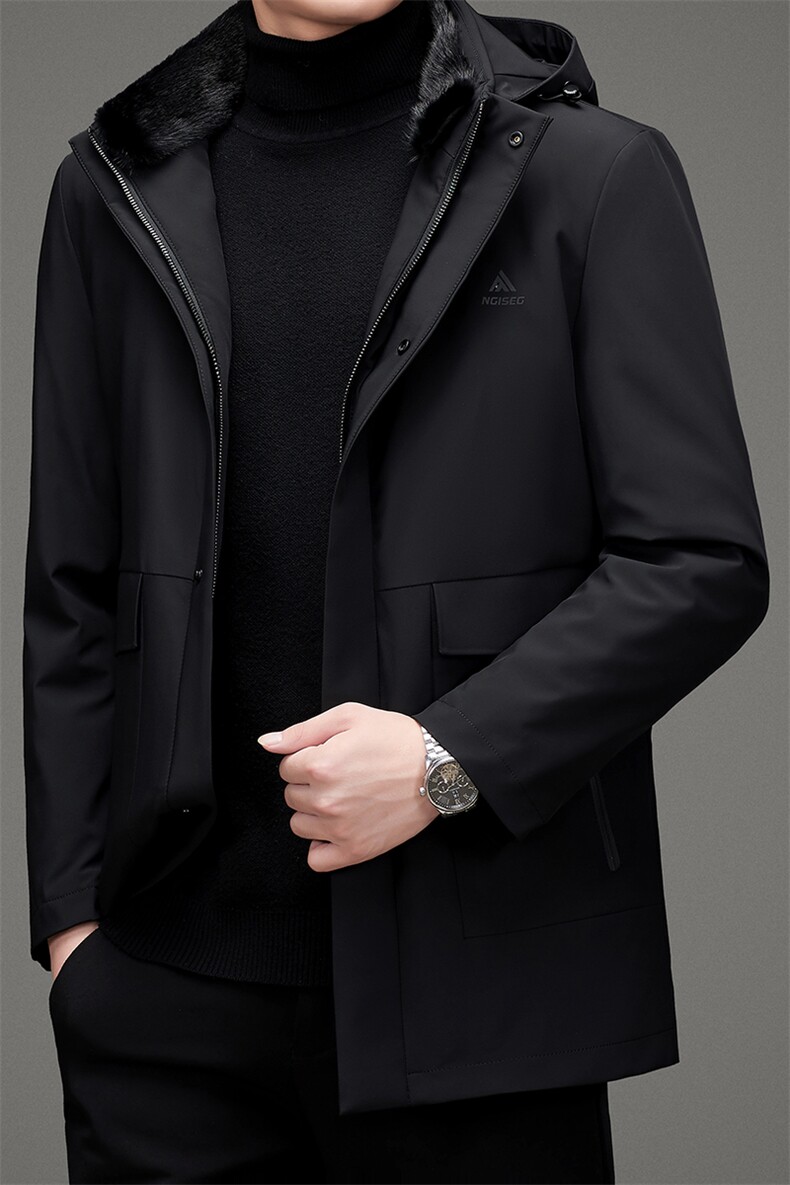 羽绒服冬装新款男装连帽冬季宽松保暖水貂毛领外套MSNA6659-P405,男装羽绒服,电商B212（原钱塘6029）