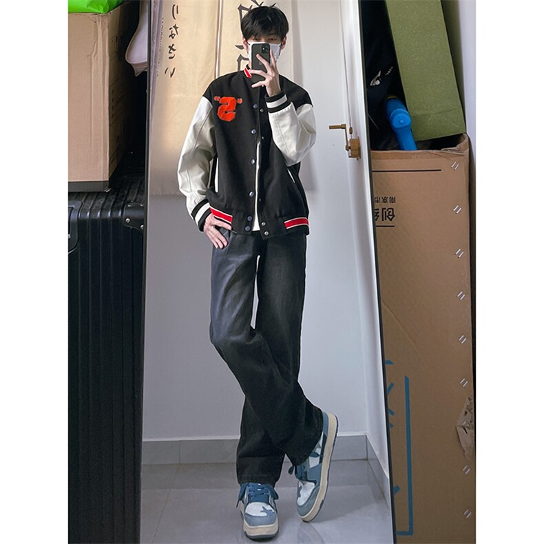 B221美式ins高街小众拉链直筒牛仔裤LK23028-P60控78,男装牛仔裤,电商B221
