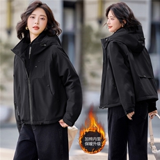 现货2025年冬季新款时尚棉服短款户外派克夹棉外套棉衣，女装棉衣/棉服，悦祺