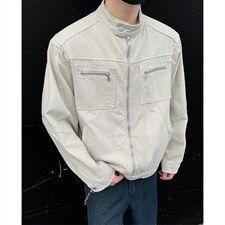 26春装高品质老钱风立领夹克外套男女美式潮牌拉链工装风宽松上衣，男装夹克，电商A486