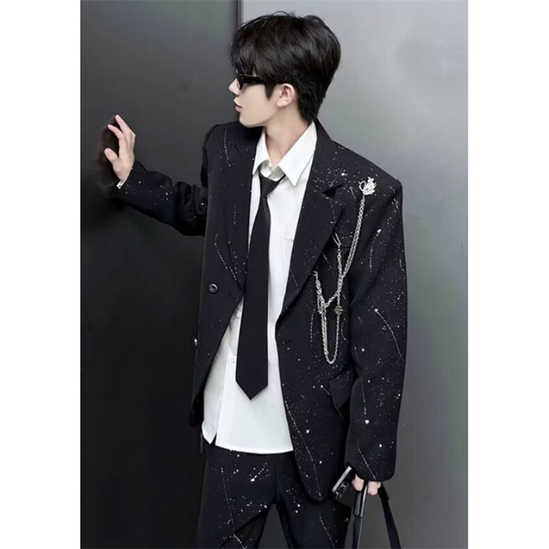 星空烫金西装男夜店发型师秋冬季垫肩高端西服外套XZ117，男装西服套装，星座1116A（原606A-3）