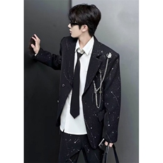 星空烫金西装男夜店发型师秋冬季垫肩高端西服外套XZ117，男装西服套装，星座1116A（原606A-3）
