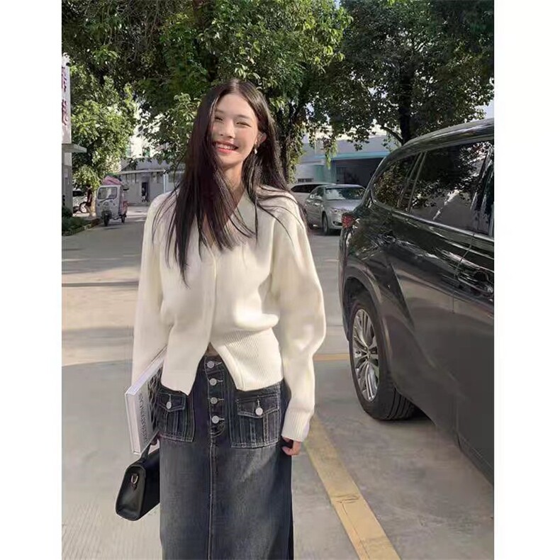 时尚百搭春秋短款开衫女装羊毛衫显瘦修身针织外套气质淑女必备图片