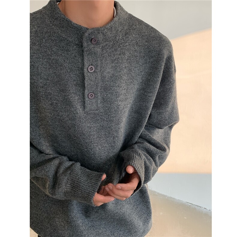 主推美式秋冬亨利领中性套头毛衣打底针织衫男女H1010P68,男装针织衫/毛衣,电商A341