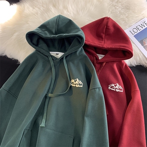 2024秋装暖光平铺图 发泡工艺印花连帽卫衣男外套P58图片