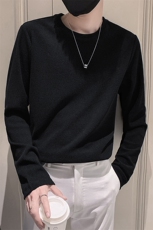 卡其2023秋装精神小伙修身男士长袖T恤潮款长tee男T079-P35控58，男装T恤，电商A108