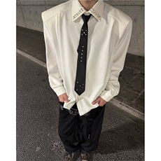 现货25秋冬男士设计感铆钉垫肩衬衫CS218-P78配领带，男装衬衫，电商B288