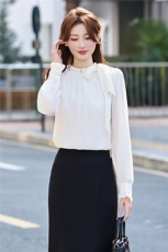 BAO现货2026春季新款时尚气质优雅立领减龄显瘦长袖百搭衬衣，女装衬衫，火爆靓佳人