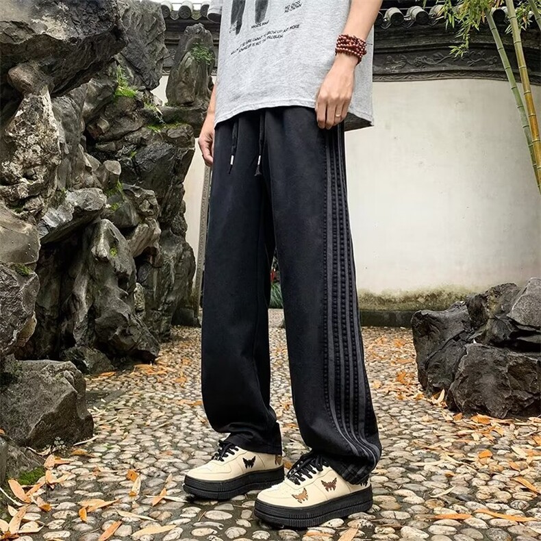 冲锋裤子男春秋三条杠户外机能防水登山裤子宽松休闲长裤4800P40,男装休闲裤,星座410-2