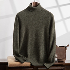 2024秋冬新款35%山羊绒男士套头七针平面高反领羊绒衫，男装羊绒套衫，曼云男装羊绒