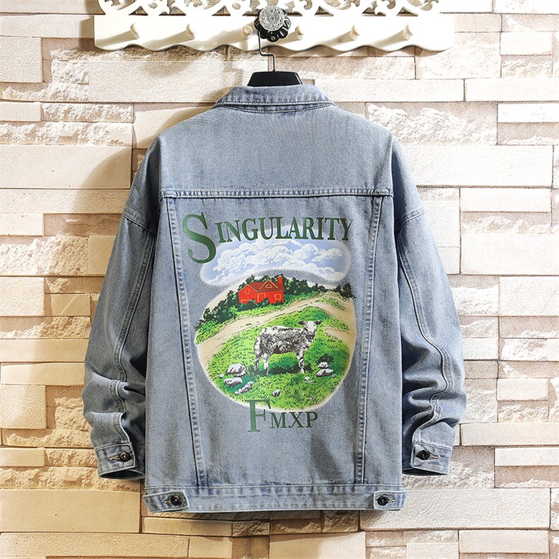 2025年秋季奶牛刺绣浅色牛仔外套男潮牌修身休闲夹克JK864-P68，男装工装外套，星座1103-1