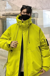 冬季男女登山服白鸭绒连帽纯色工装羽绒服外套A406 Y93650 P235图片