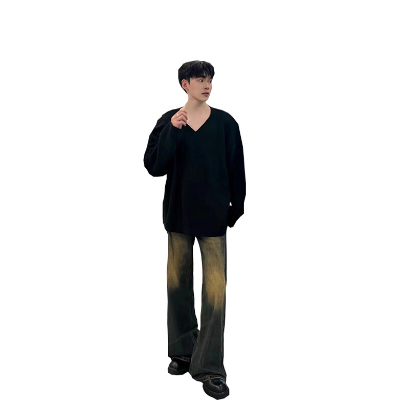 美式ins高街hiphop微喇重工艺水洗复古蓝牛仔裤货号K2322-1P60,男装牛仔裤,电商A063
