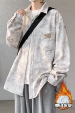8XL-M秋冬款加绒加厚衬衫男做旧脏脏保暖外套大码衬衣CS29002P65，男装衬衫，电商B312