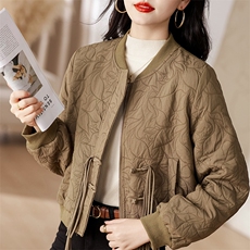 新中式流苏盘扣外套女2025春秋新款小个子宽松百搭休闲棒球服夹克，女装短外套，余墨