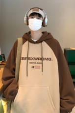 港风新款秋季时尚百搭宽松字母印花潮流连帽卫衣WY653P58控78，男装卫衣，电商A268A