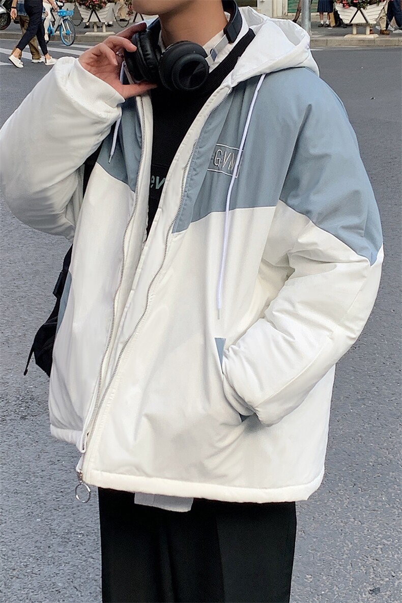 1港风情侣连帽宽松休闲拉链时尚大码M-5XL棉服外套男7786P60控98,男装棉衣,星座226-2