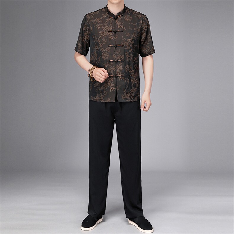 夏季唐装男士休闲短袖套装风爸爸装爷爷装汉服SFC-9876-P98，男装民族服装，星座1105-3