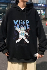 WY2175-P35加绒款-P40纯棉连帽卫衣男大码运动帽衫宽松薄外套男，男装卫衣，电商A040