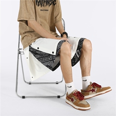 2025夏季排扣腰果花假两件短裤宽松M~5XLXZ604-DK800-P45控58，男装牛仔裤，星座604