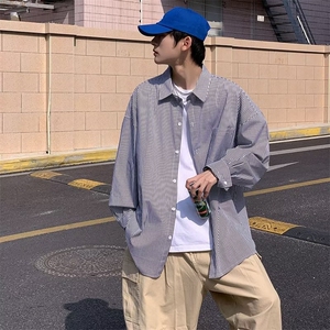 长袖衬衫男港风日系宽松高级感条纹潮ins休闲衬衣外套CS2008-P30图片