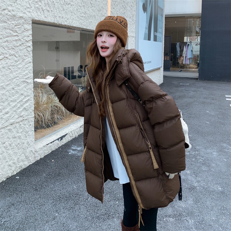 简约风女装女士精品羽绒服2026年冬季有帽不可拆90白,女装羽绒服,2C011