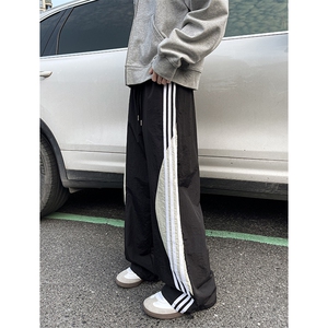 8XL-M 加绒加厚条纹工装裤束脚休闲阔腿美式运动裤男K9116P58控78图片