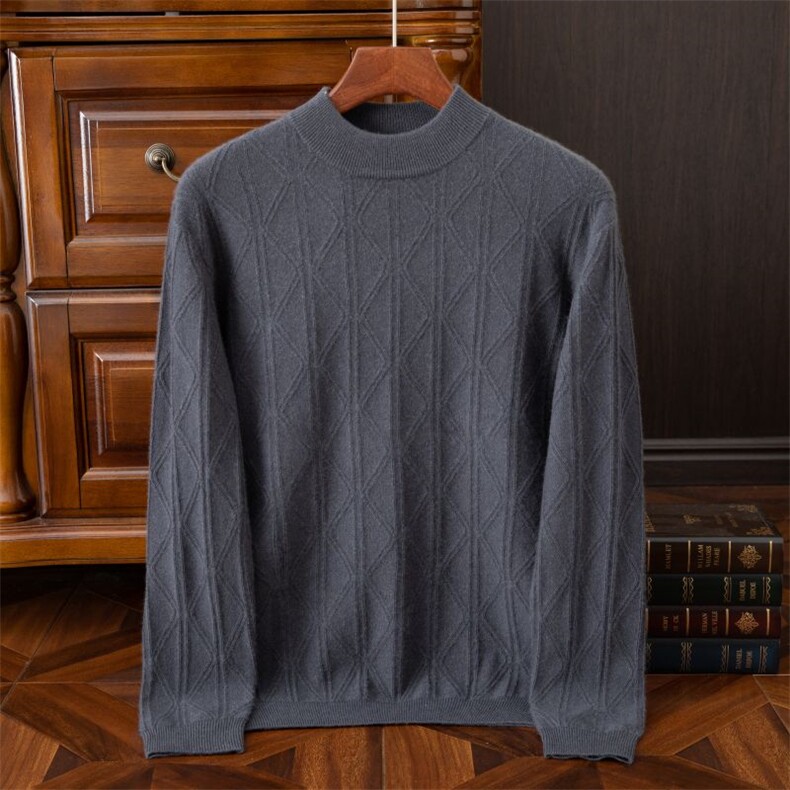 2024秋季新款圆领长袖纯色男士套头衫休闲舒适，男装羊绒套衫，星纬羊绒