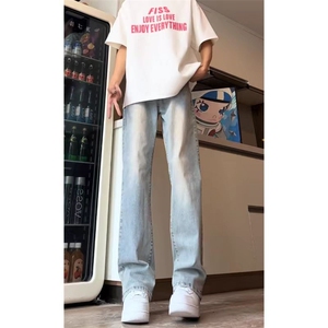 美式vibe风裤子ins高街潮痞帅弹力直筒牛仔裤男KN87 P50图片
